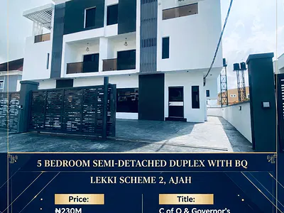 5 Bedroom Semi-Detached Duplex with BQ — Ajah, Lagos