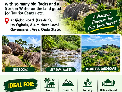 Land with Rocks and Stream Water — Ijigbo Road, Ese-Irin, Akure, Ondo