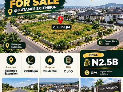 2800SQM Corner Piece Residential Land with C of O — Katampe Extension, Katampe, Abuja