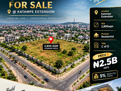 2800SQM Corner Piece Residential Land with C of O — Katampe, Abuja