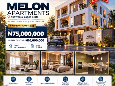 Elegantly Built 1 Bedroom Apartment with Solar Inverter — Akowonjo, Alimosho, Lagos