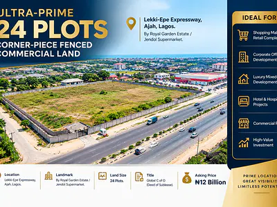 Ultra-Prime 24 Plots Corner-Piece Fenced Commercial Land — Ajah, Lagos