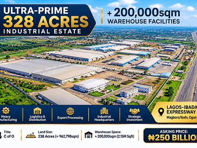 Ultra-Prime 328 Acres Industrial Estate + 200,000SQM Warehouse Space — Lagos-Ibadan Expressway, Magboro, Ogun